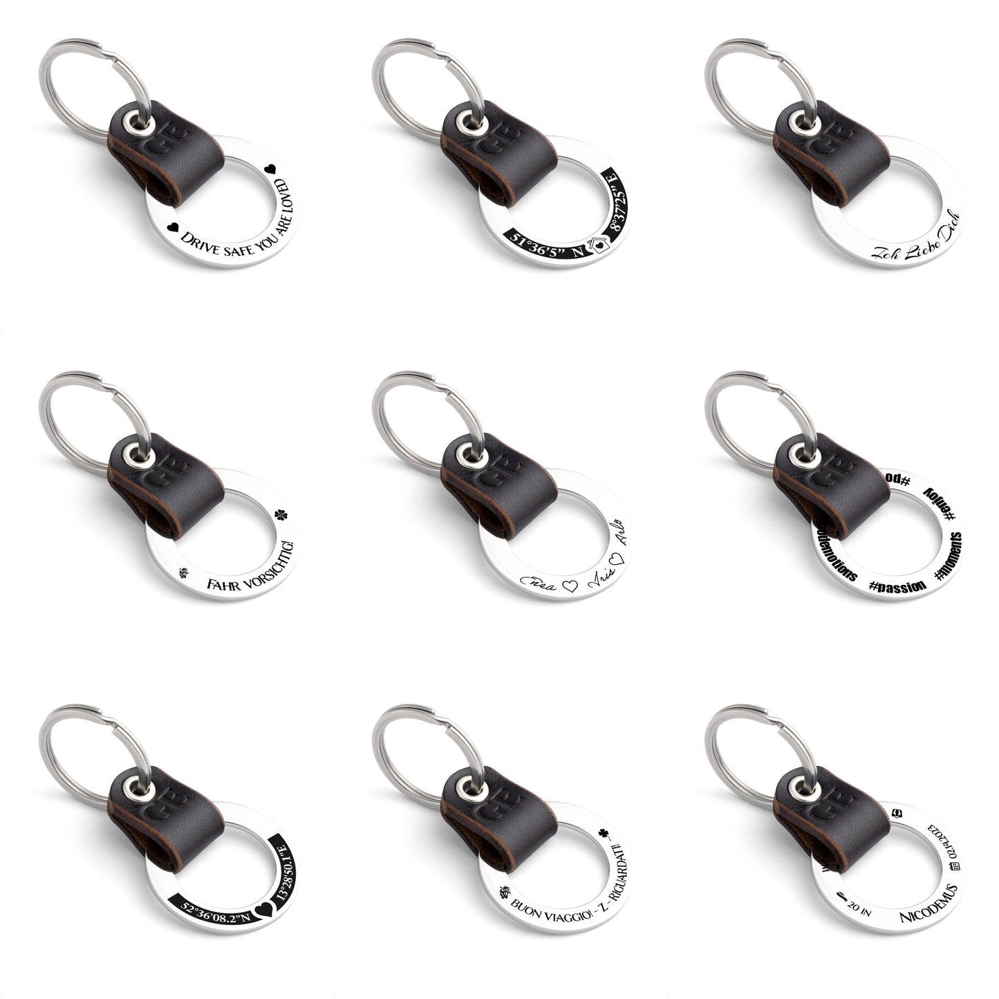 Dark Brown Leather Keyring: Personalised to Perfection - seQua.Shop