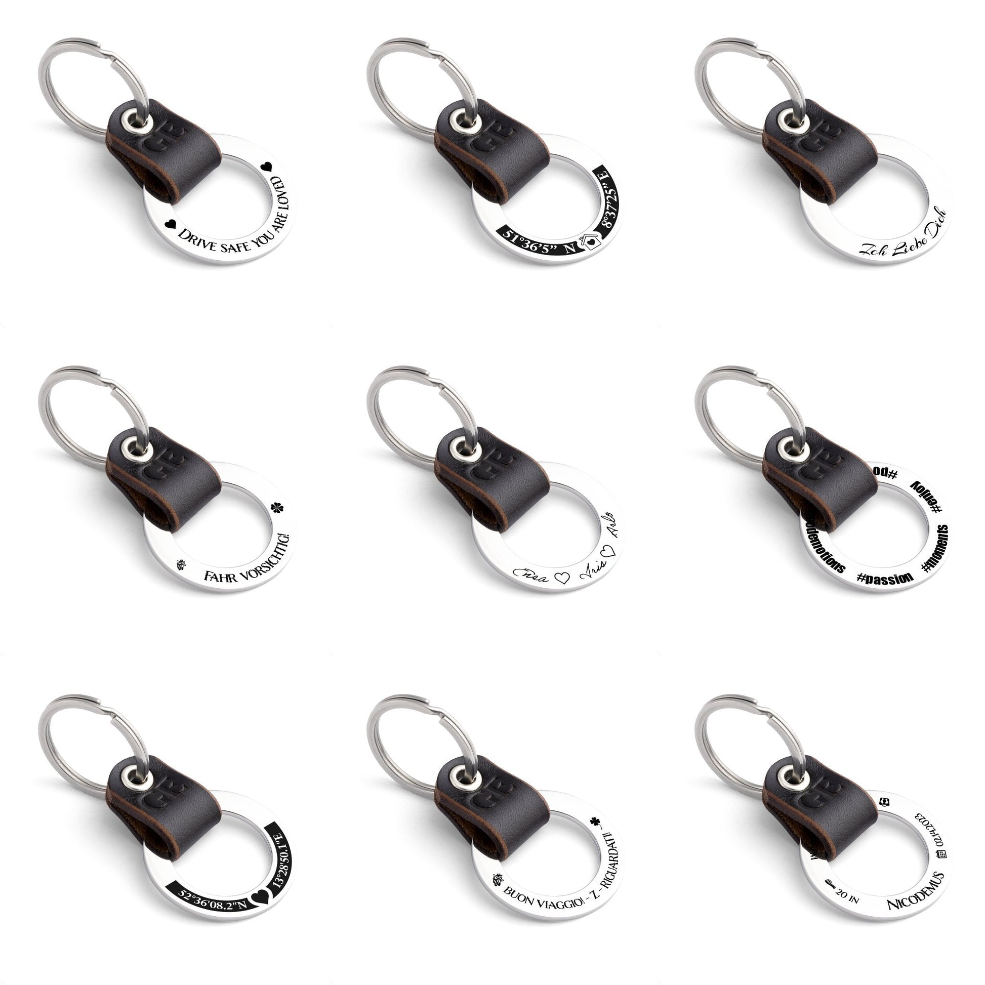 Dark Brown Leather Keyring: Personalised to Perfection - seQua.Shop