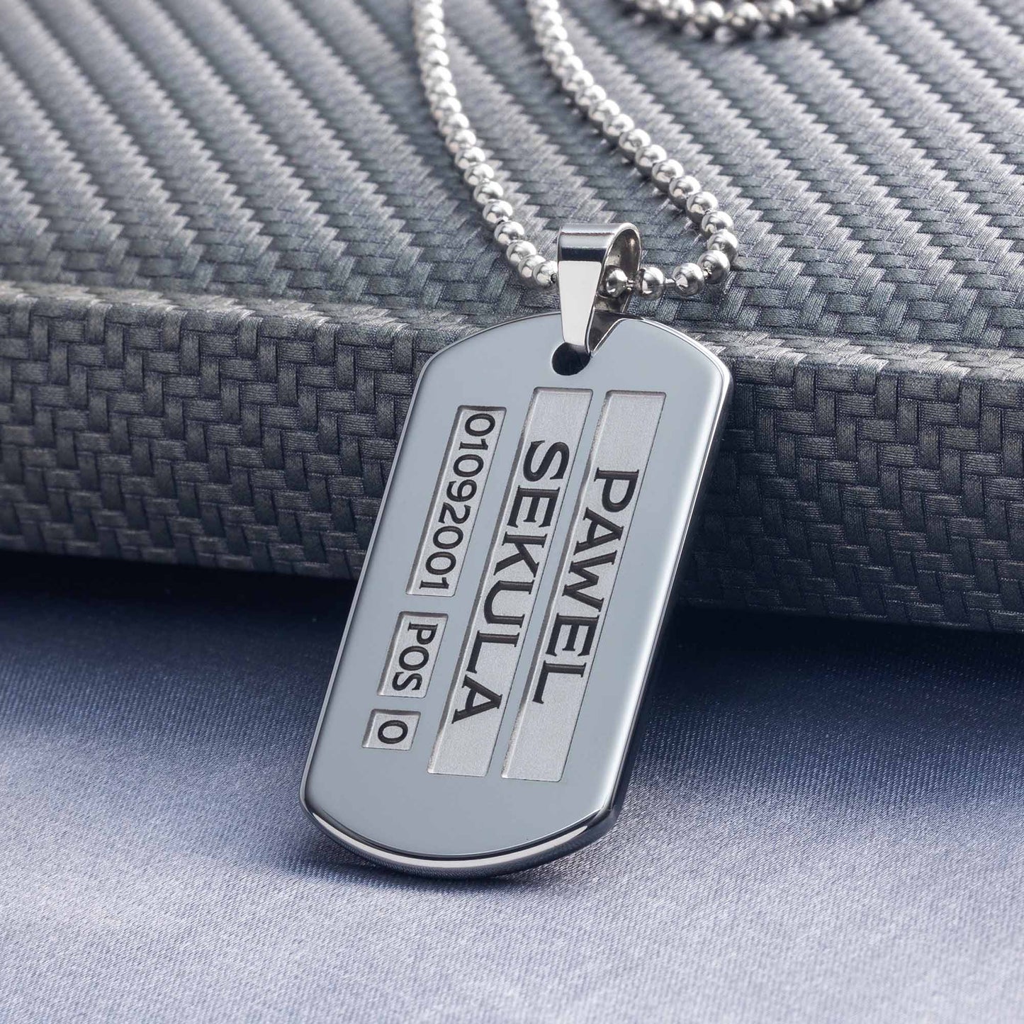 Dog Tag Army mit 3D-Gravur - Wolfram Militär Kette - seQua.Shop