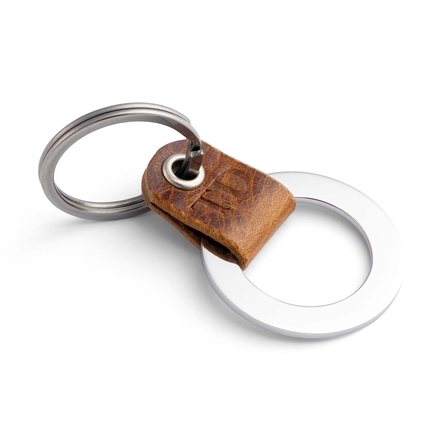 Personalised Badalassi Carlo Cognac Leather Keyring - seQua.Shop