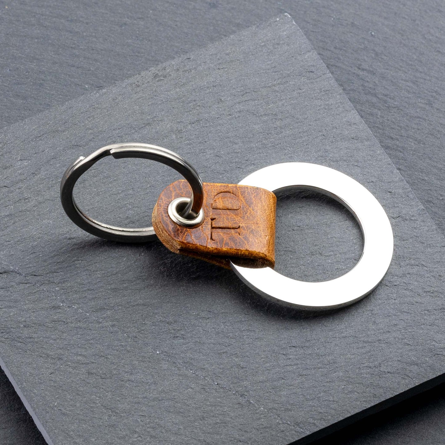 Personalised Badalassi Carlo Cognac Leather Keyring - seQua.Shop
