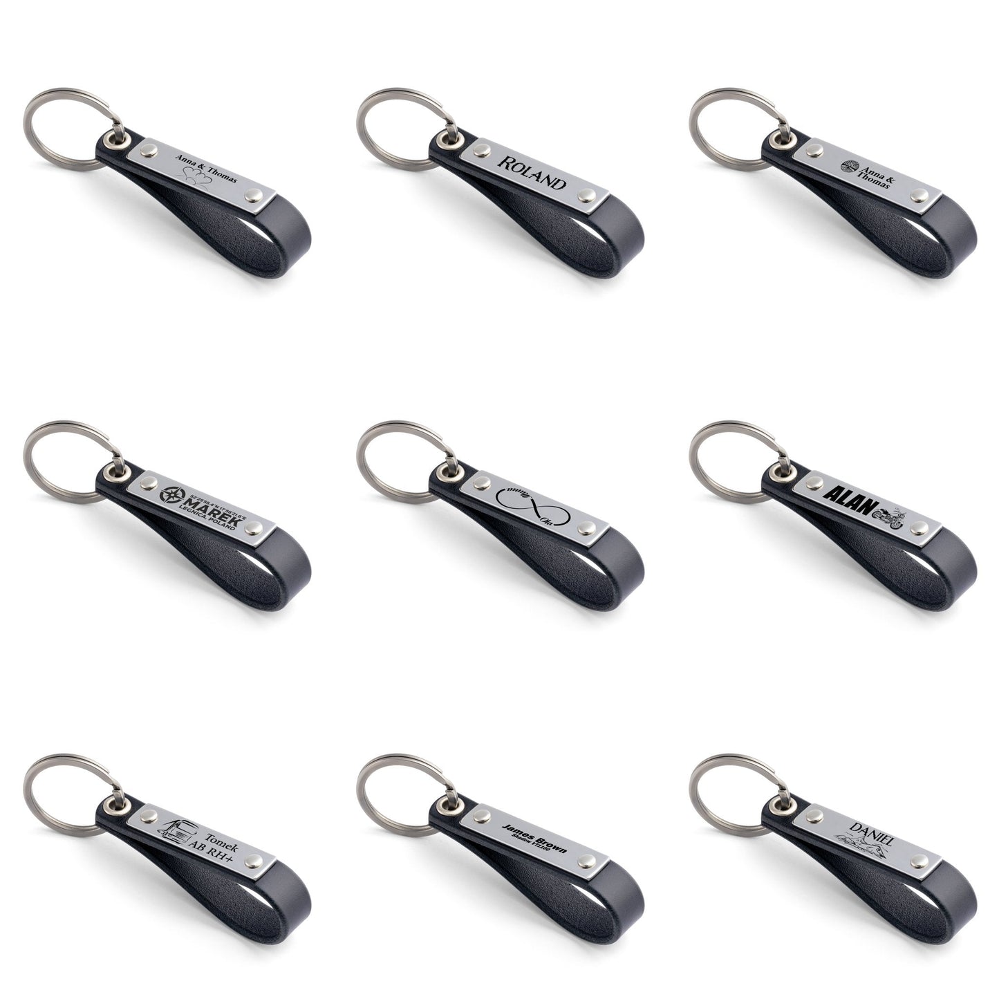 Personalised Black Leather Keyring: A Touch of Elegance - seQua.Shop