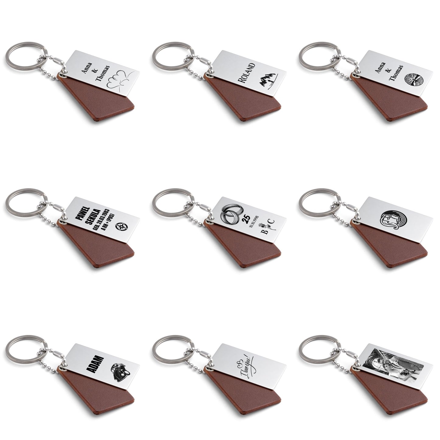 Personalised Chestnut Leather Keyring by seQua - seQua.Shop