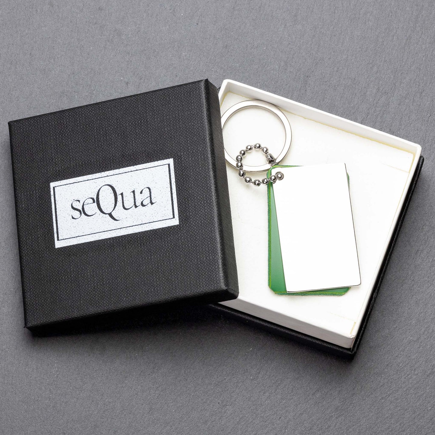 Personalised Green Leather Keyring at seQua.Shop - seQua.Shop
