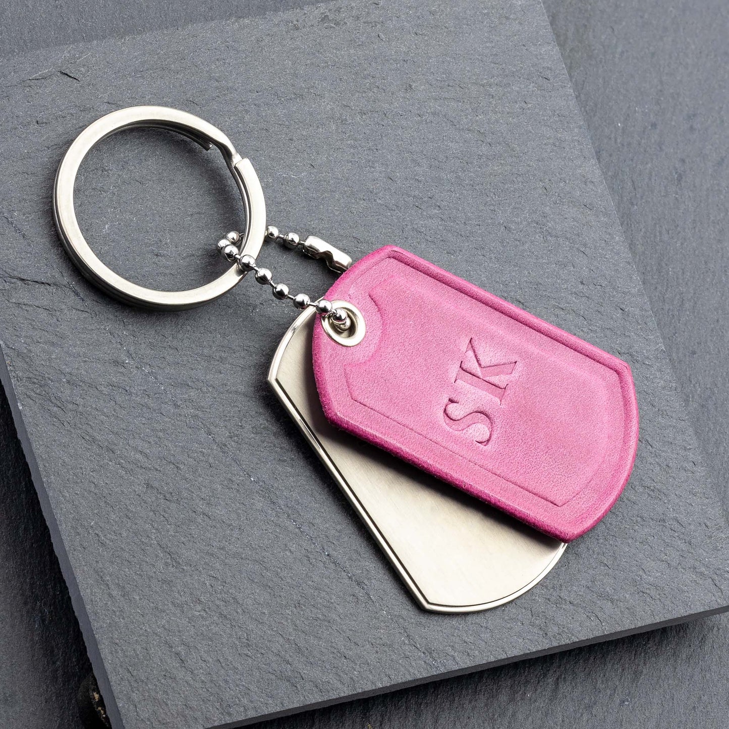 Rosa Leder Schlüsselanhänger personalisiert - seQua.Shop