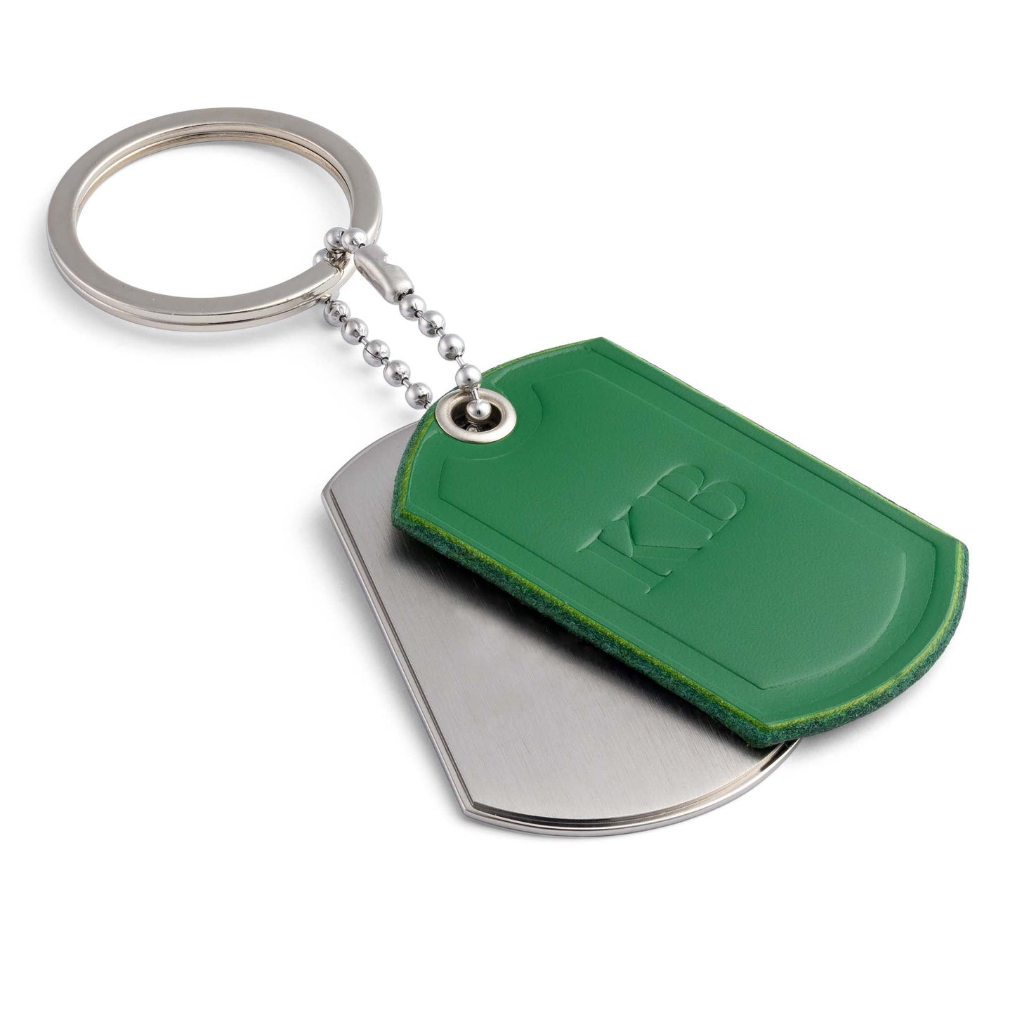 Personalised Titanium Keyring with Juicy Green Leather - seQua.Shop