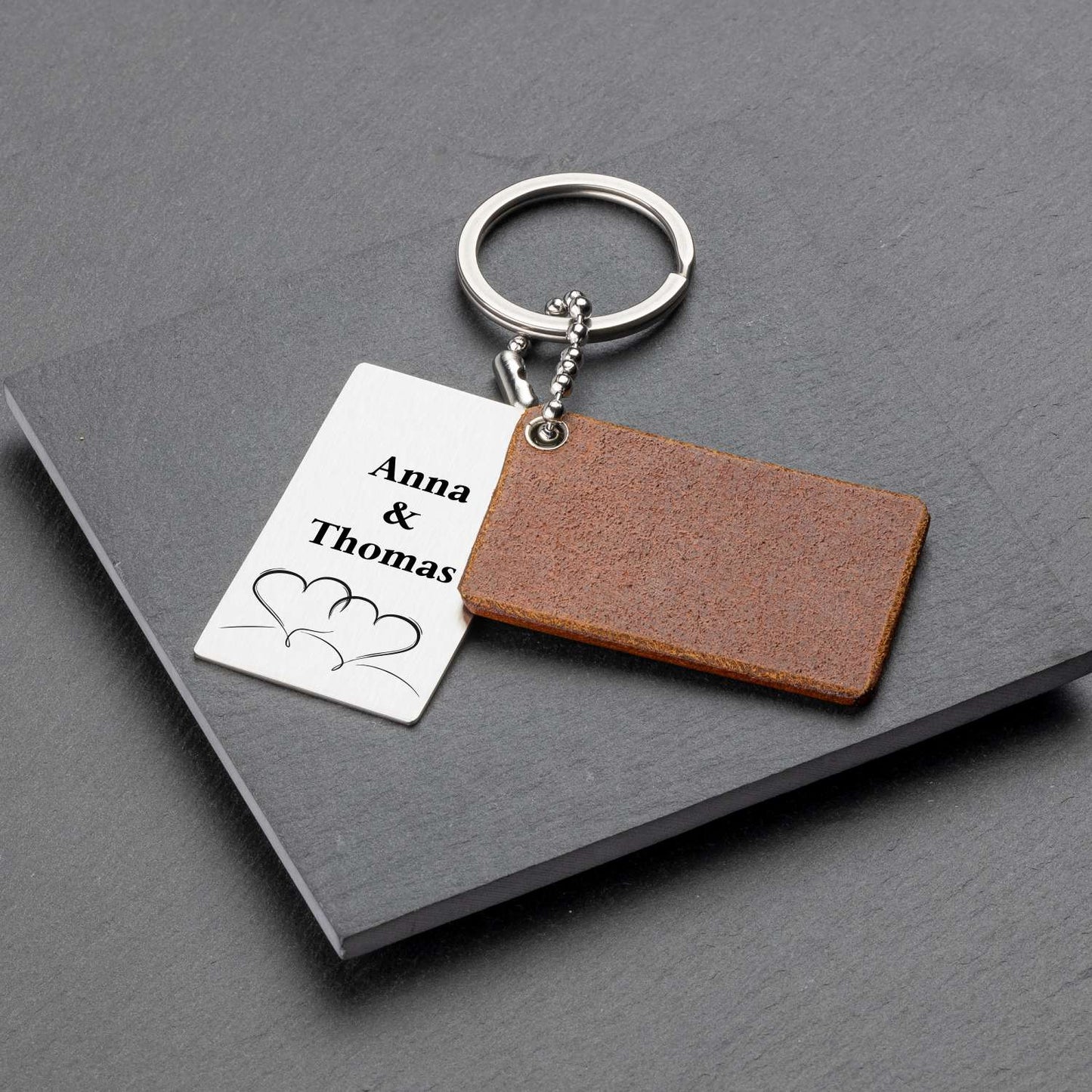 Photo Engraved Keyring - A Unique Piece in Chestnut Brown Leather - seQua.Shop