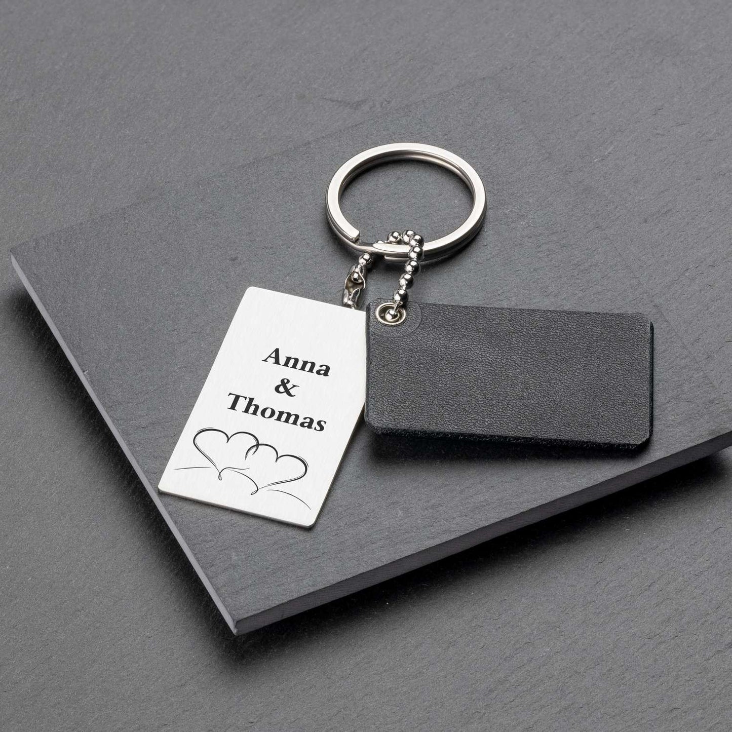 Photo Keychain with Engraving: Your Unique Black Leather Accessory - seQua.Shop