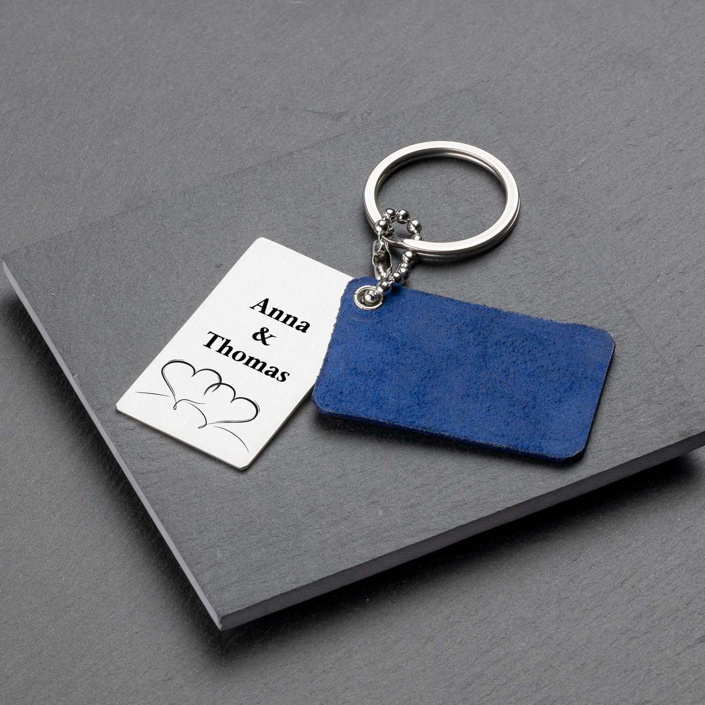 Photo Keyring in Blue Leather – Personal and Stylish - seQua.Shop