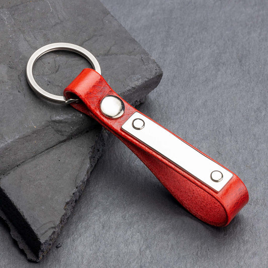Mohnrot Leder Schlüsselanhänger - Ihr personalisierter Geschenk - seQua.Shop