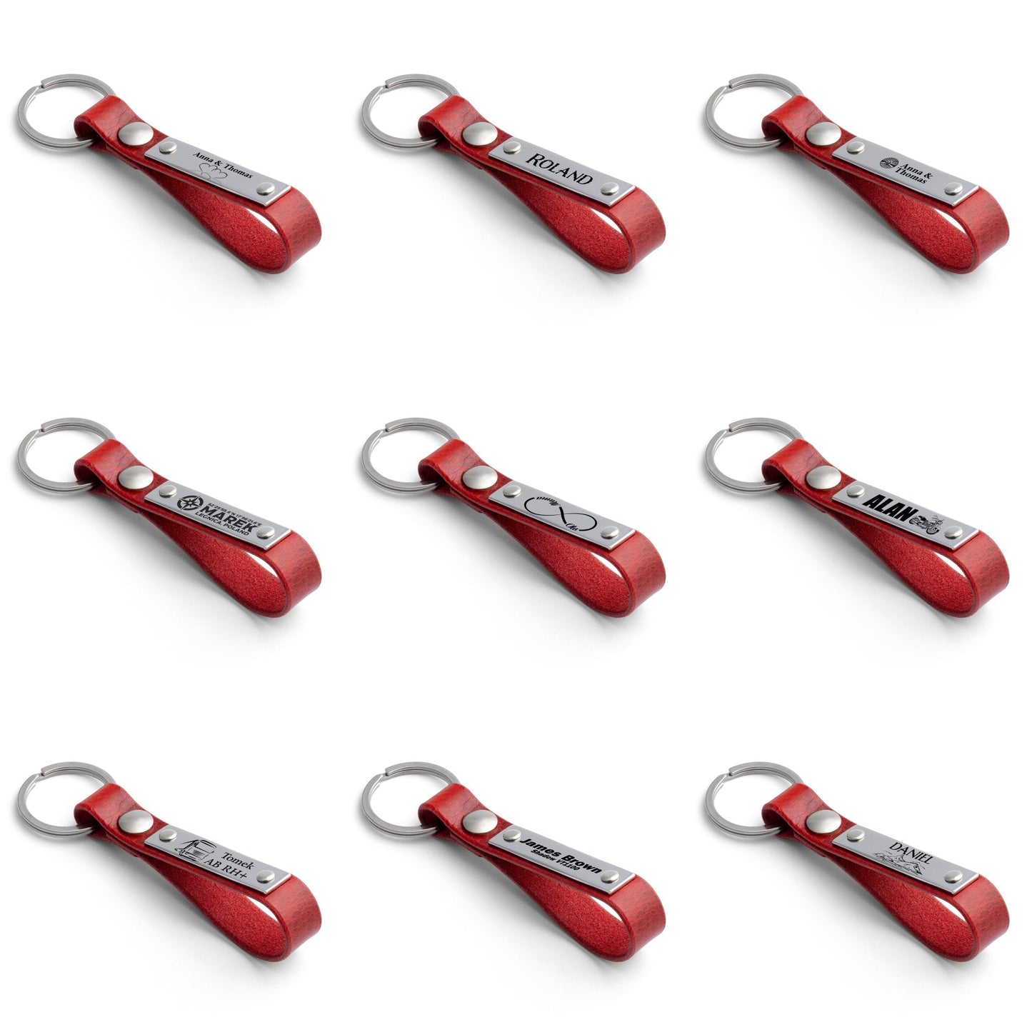 Poppy Red Leather Keyring - Your Personalised Treasure - seQua.Shop