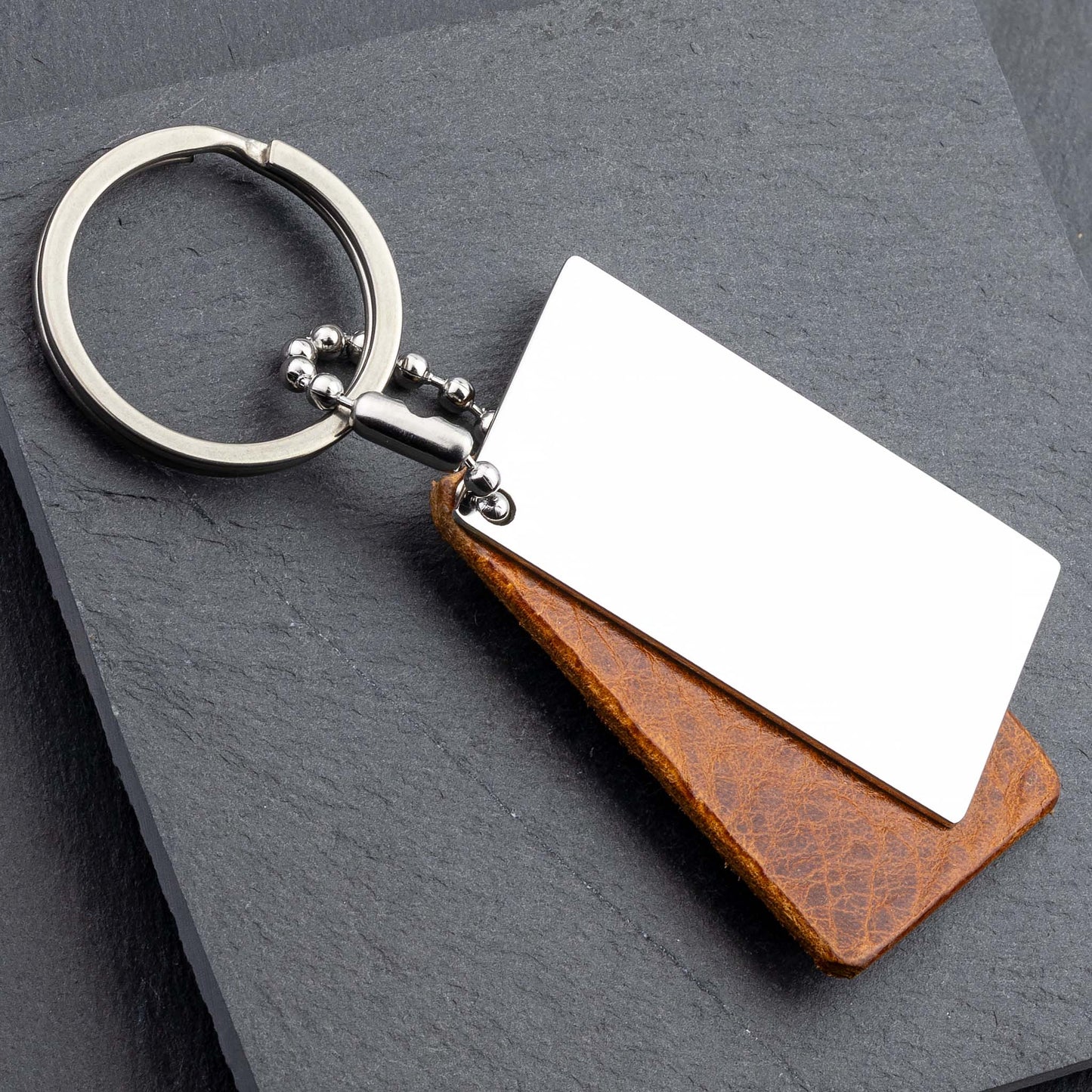 Premium Badalassi Carlo Cognac Leather Keyring with Custom Engraving - seQua.Shop