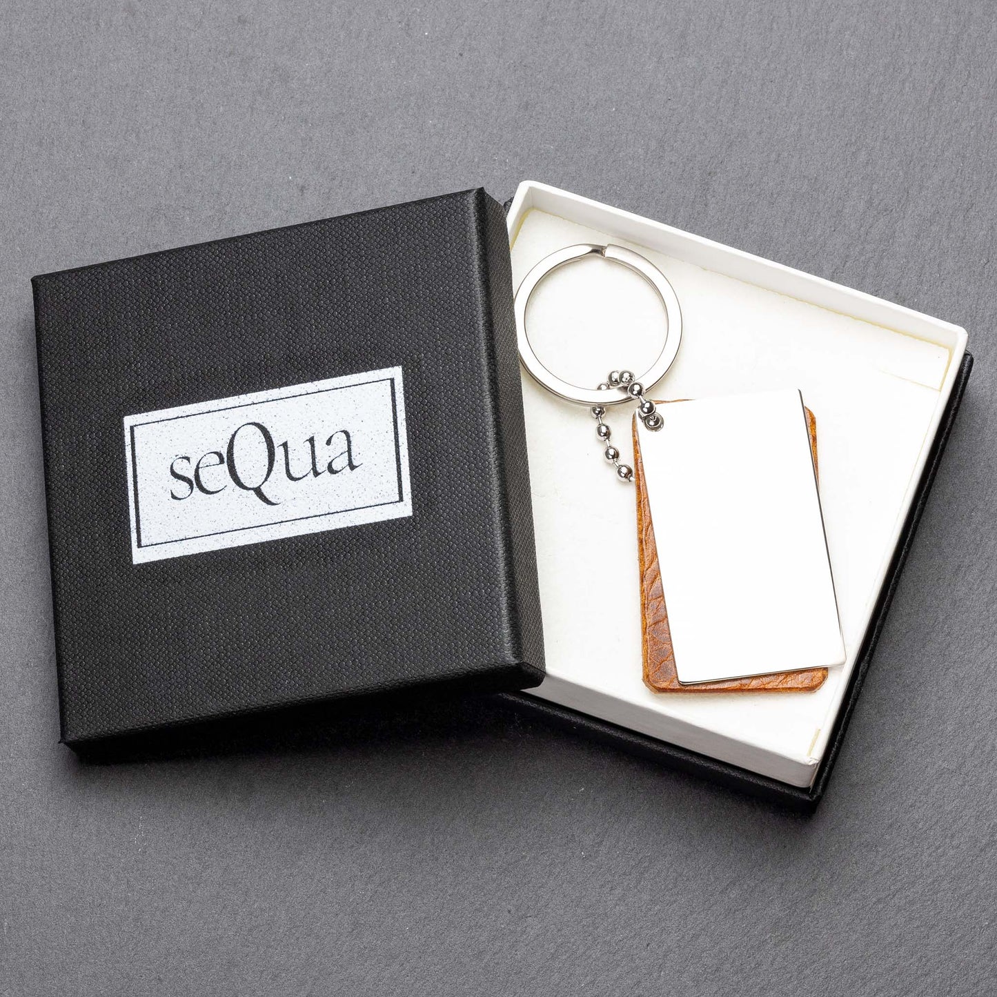 Premium Badalassi Carlo Cognac Leather Keyring with Custom Engraving - seQua.Shop