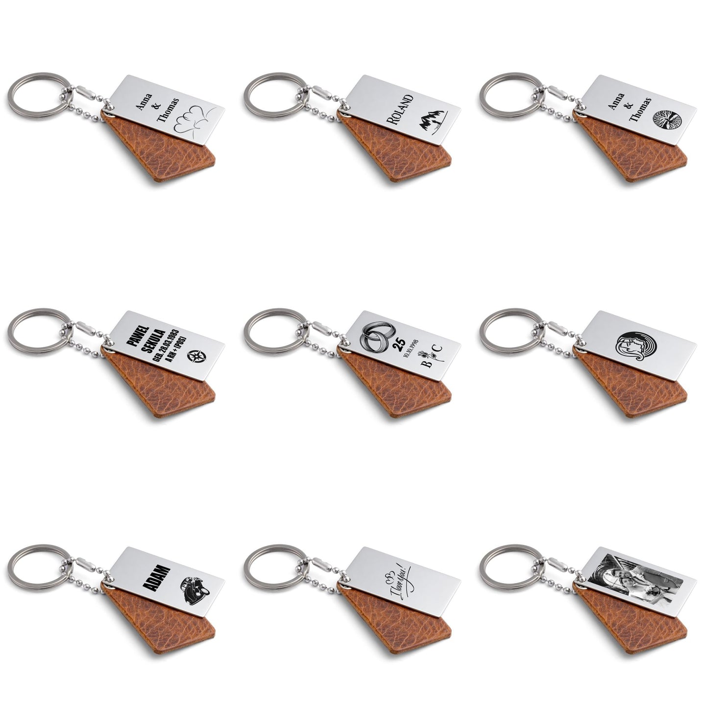 Premium Badalassi Carlo Cognac Leather Keyring with Custom Engraving - seQua.Shop