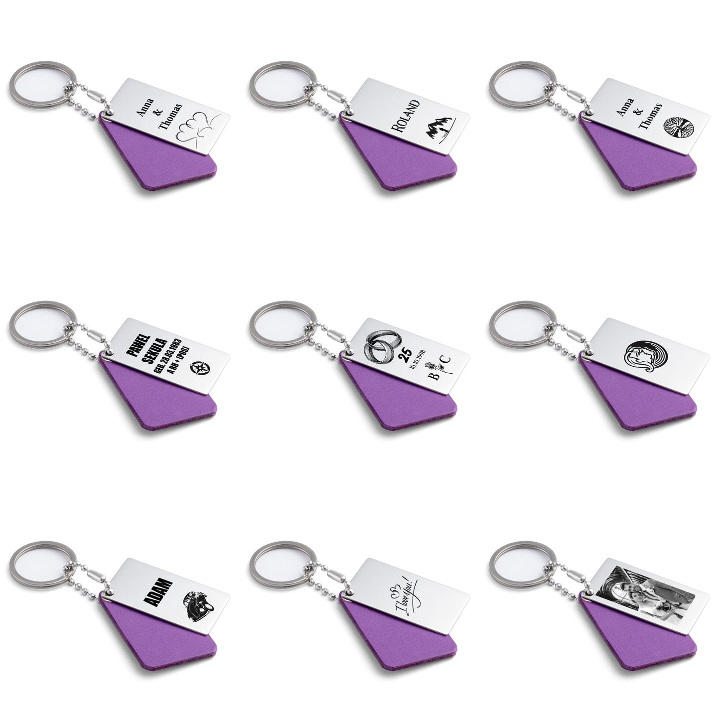 Premium Leather Keyring in Striking Viola - seQua.Shop