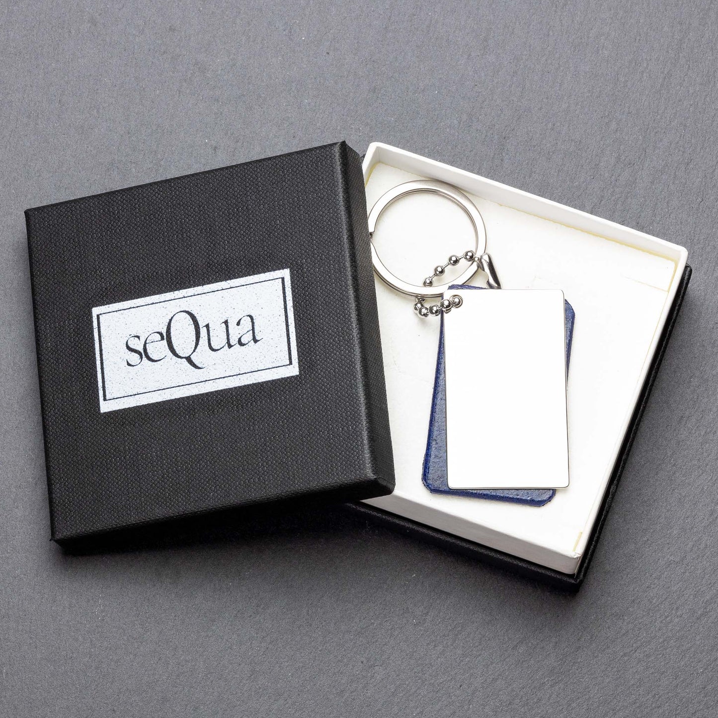 Premium Personalised Blue Leather Keyring - seQua.Shop