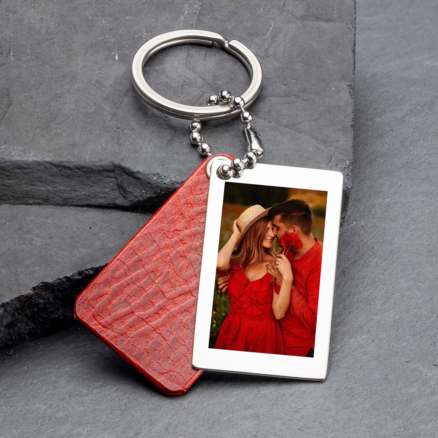 Fotoschlüsselanhänger in Rotleder - seQua.Shop