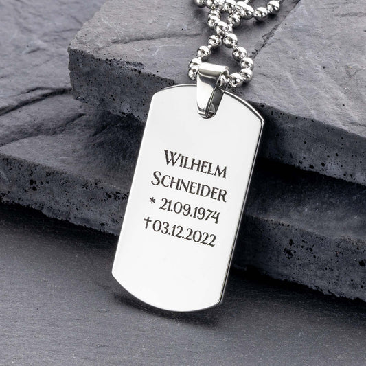 Erkennungsmarke mit Gravur zum Gedenken an eine nahestehende Person - seQua.Shop