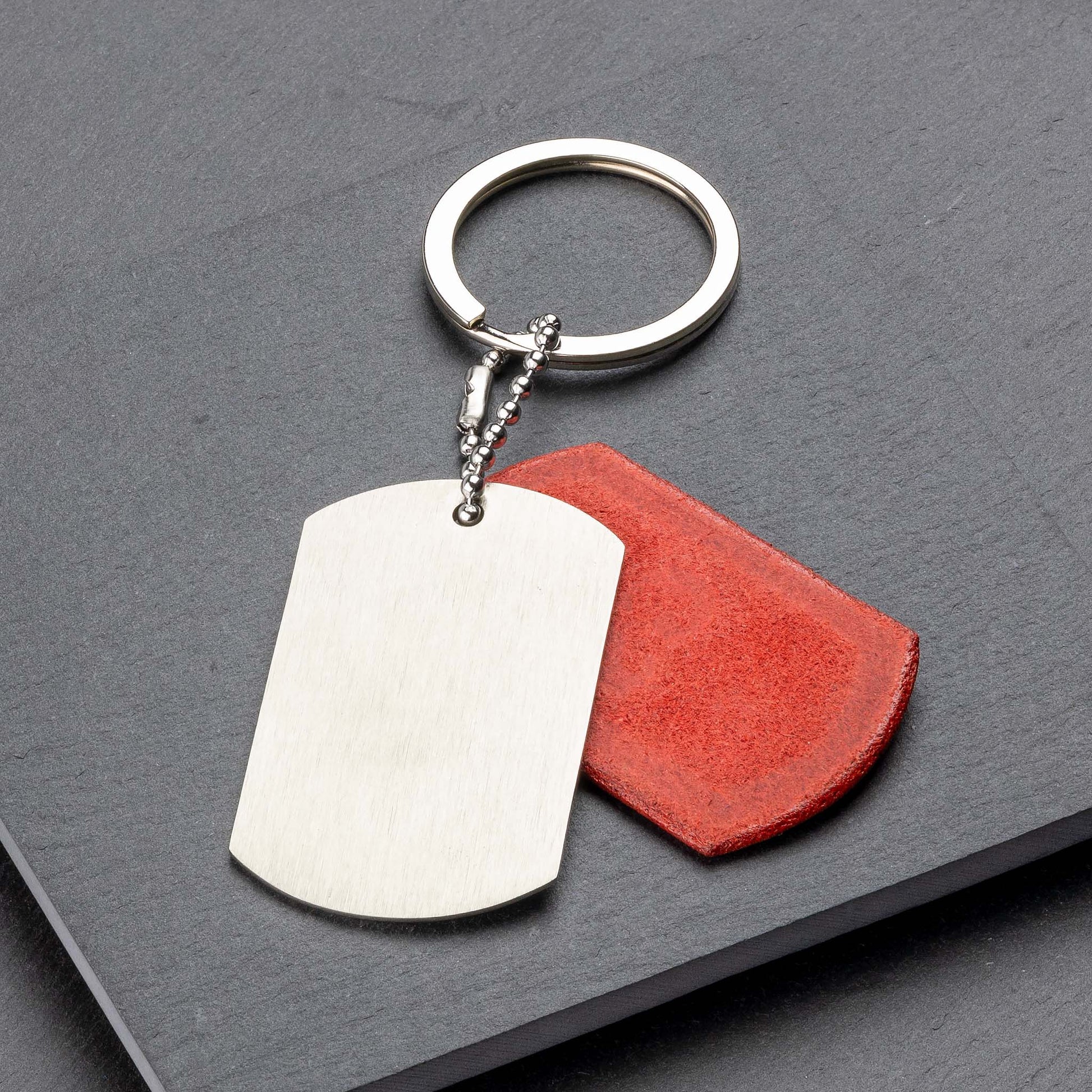Titanium Keyring with Red Leather - seQua's Personalised Masterpiece - seQua.Shop
