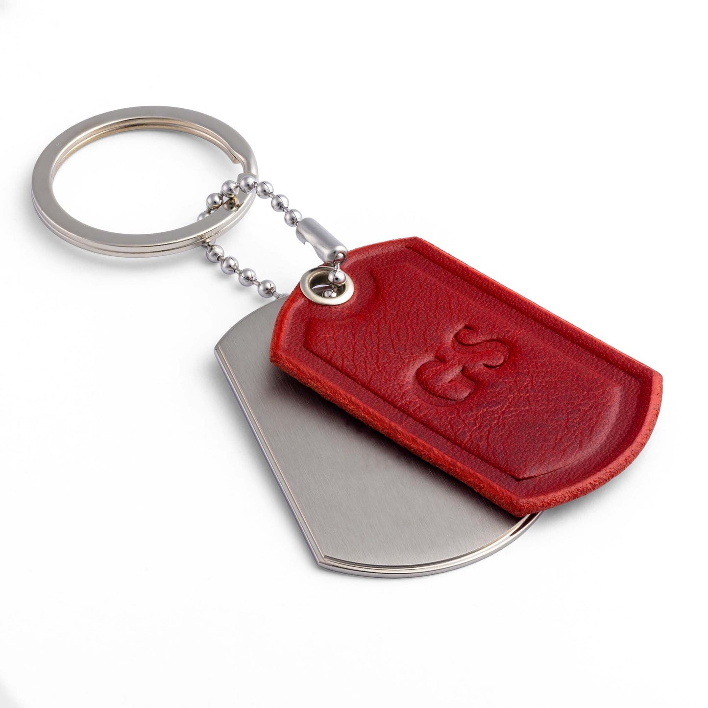 Titanium Keyring with Red Leather - seQua's Personalised Masterpiece - seQua.Shop