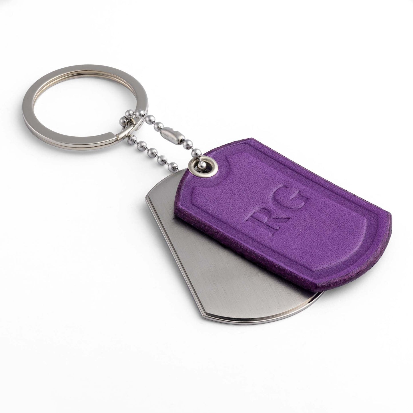 Titanium Keyring with Viola Leather Monogram - seQua.Shop