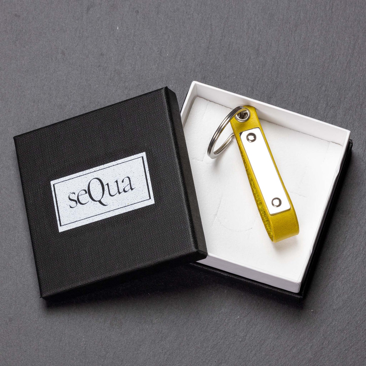 Yellow Leather Keyring: A Custom Masterpiece - seQua.Shop