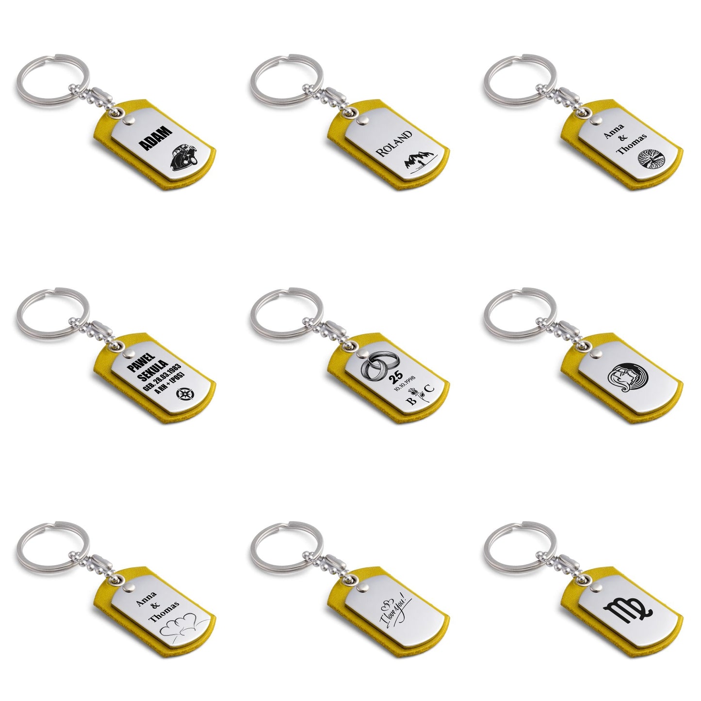 Yellow Leather Keyring: Custom & Personalised for You - seQua.Shop