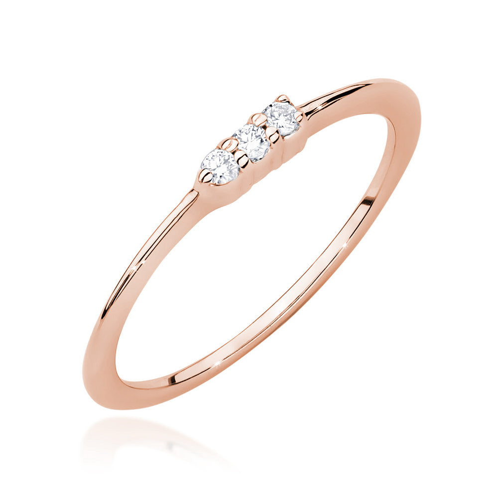 Ring aus Roségold 585 mit 3 Diamanten, Vorderansicht