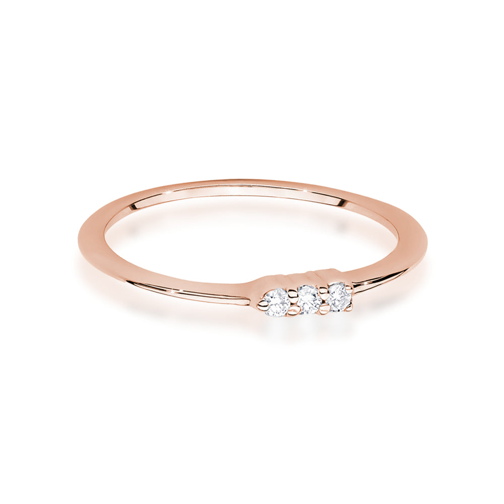 Ring aus Roségold 585 mit 3 Diamanten, Draufsicht