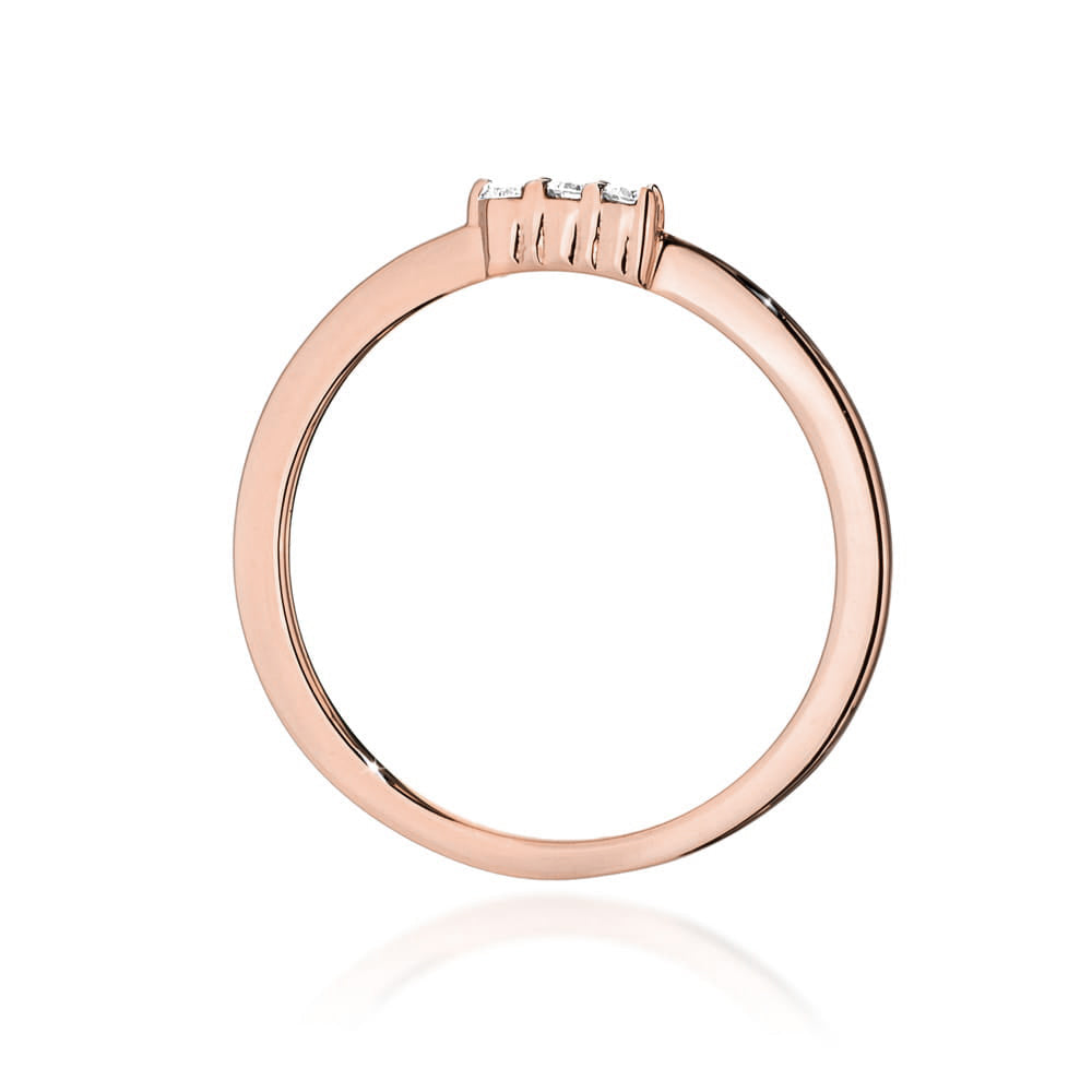 Ring aus Roségold 585 mit 3 Diamanten, Seitenansicht