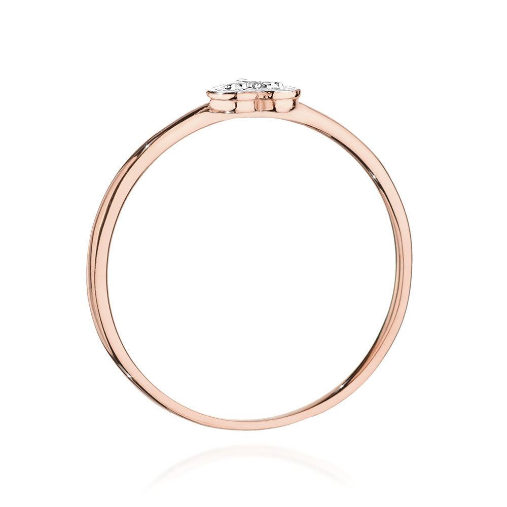 Verlobungsring, Roségold 585, Diamant 0.02ct - Herzförmiger Ring von vorne