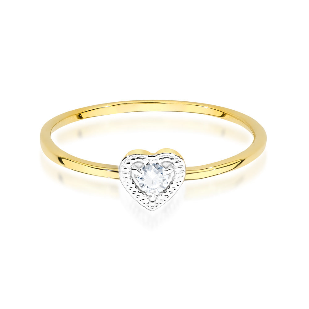 Verlobungsring, Gold 585, Diamant 0.02ct - Herzförmiger Ring von oben