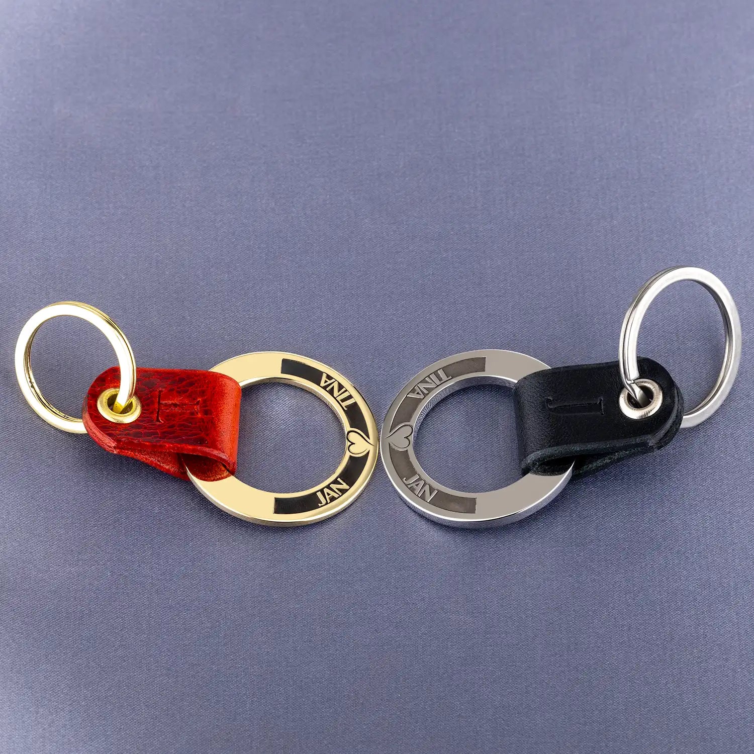 Set Di 4 Portachiavi Partner A Forma Di Lontra - Coppia Di Portachiavi In Legno E Acciaio Inox, Regalo Per Coppie E Amici