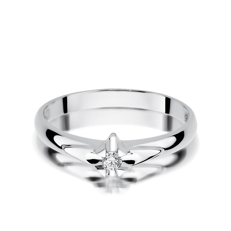 Verlobungsring W-88 von oben fotografiert, um die Position des Diamanten und das Design des Rings zu zeigen.