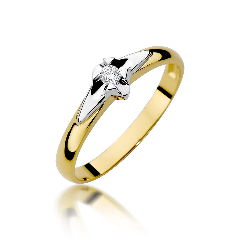 Verlobungsring W-88 aus 14K Gold mit 1 Diamant von insgesamt 0.04ct. Perfekte Handwerkskunst und elegantes Design.