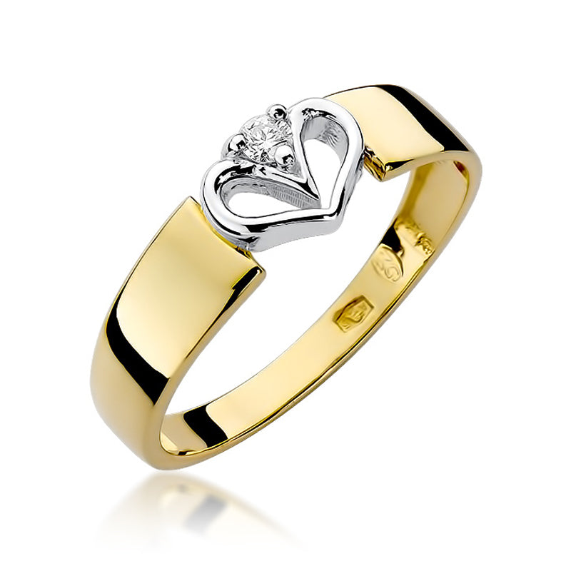 Ein einzelner Verlobungsring aus Gold 585 mit einem zentralen Diamanten. Der Ring hat ein schlichtes, aber elegantes Design, das den Diamanten hervorhebt.