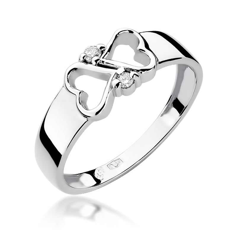 Bague de Fiançailles en Or 585 avec 2 Diamants 0.04ct W286