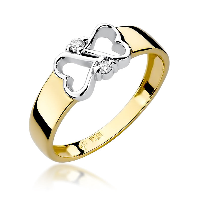 Bague de Fiançailles en Or 585 avec 2 Diamants 0.04ct W286