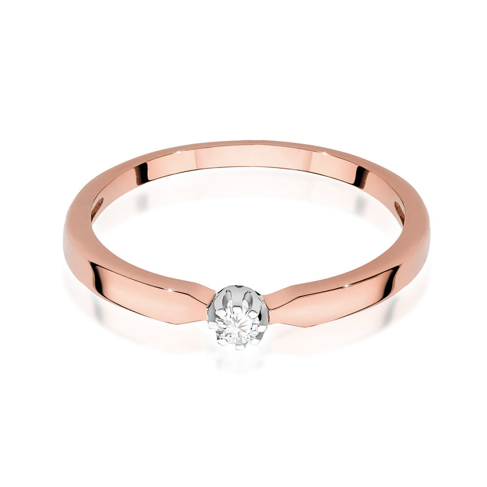 Eleganter Verlobungsring aus 585er Roségold mit einem strahlenden 0.04 Karat Diamanten. Perfekt für eine unvergessliche Verlobung.