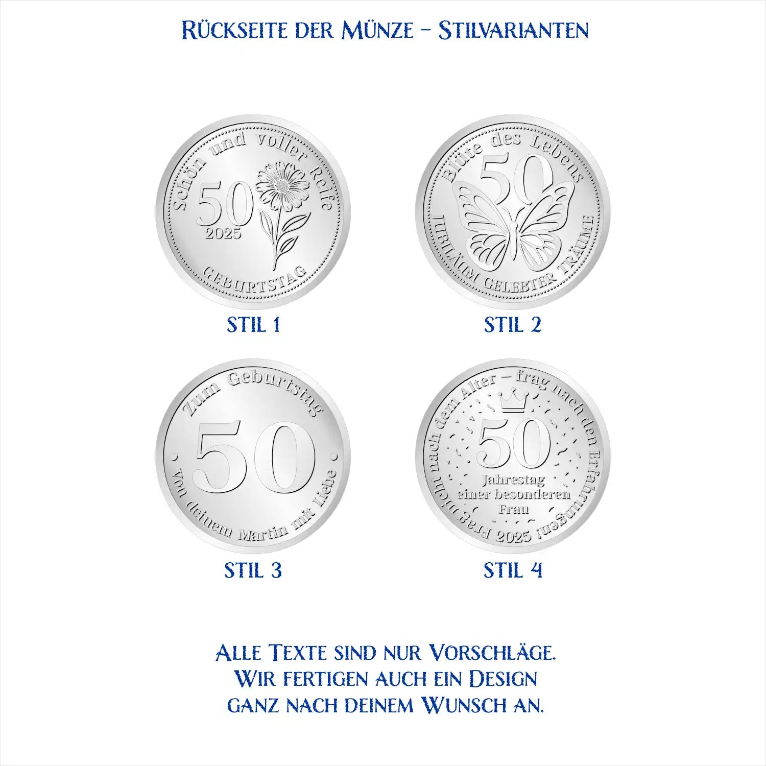 Rückseite der Münze – Stilvarianten