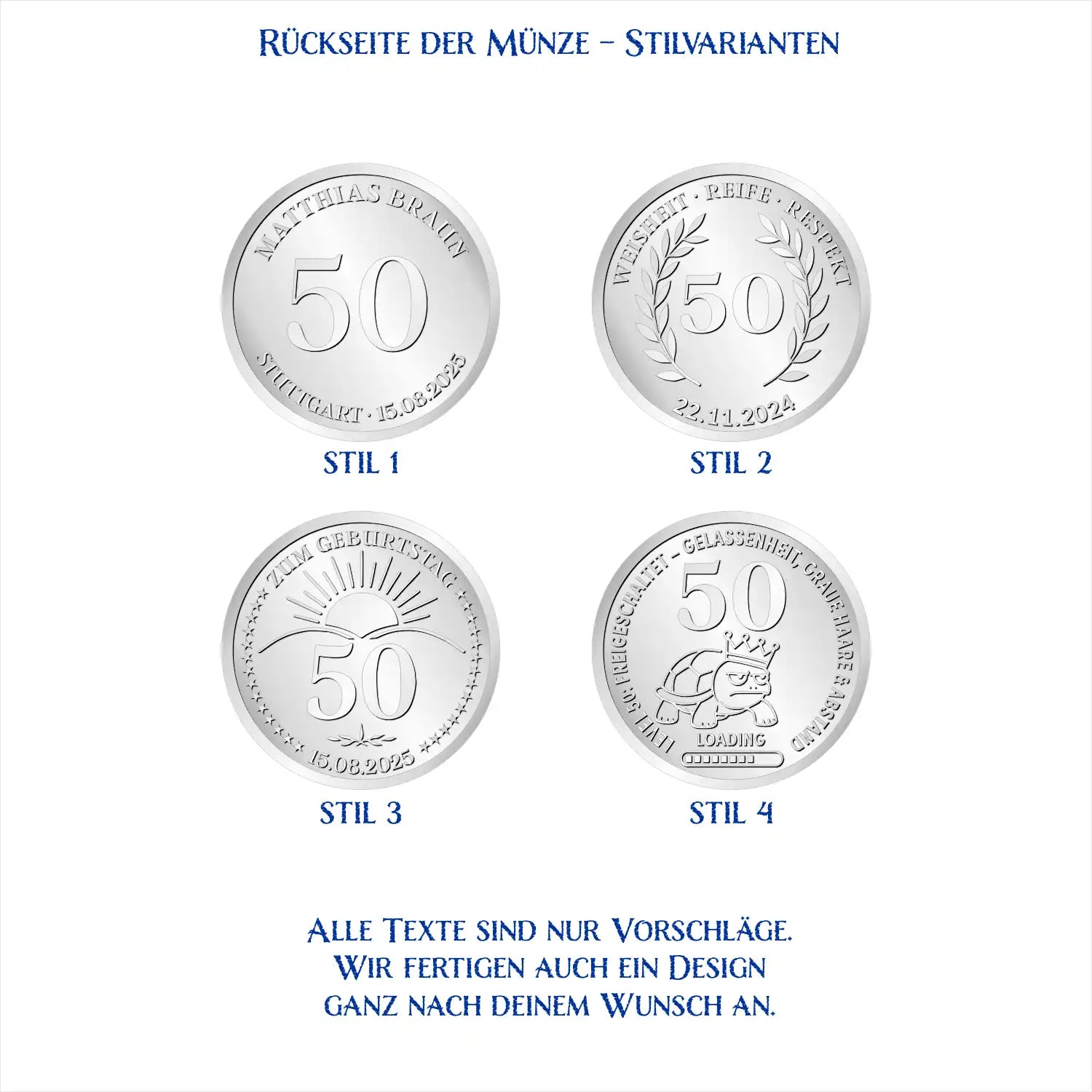 Rückseite der Münze – Stilvarianten