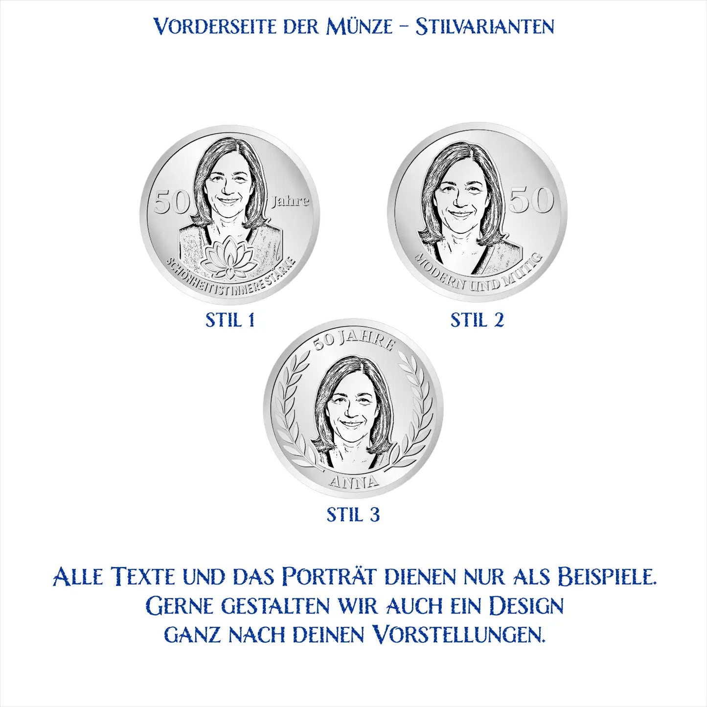 Vorderseite der Münze – Stilvarianten