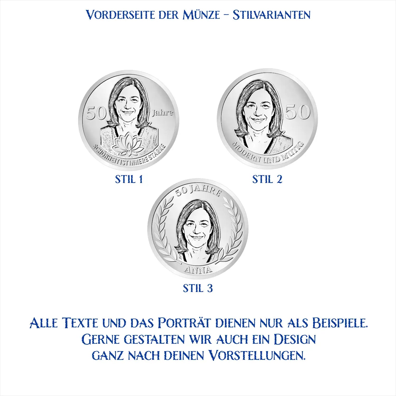 Vorderseite der Münze – Stilvarianten