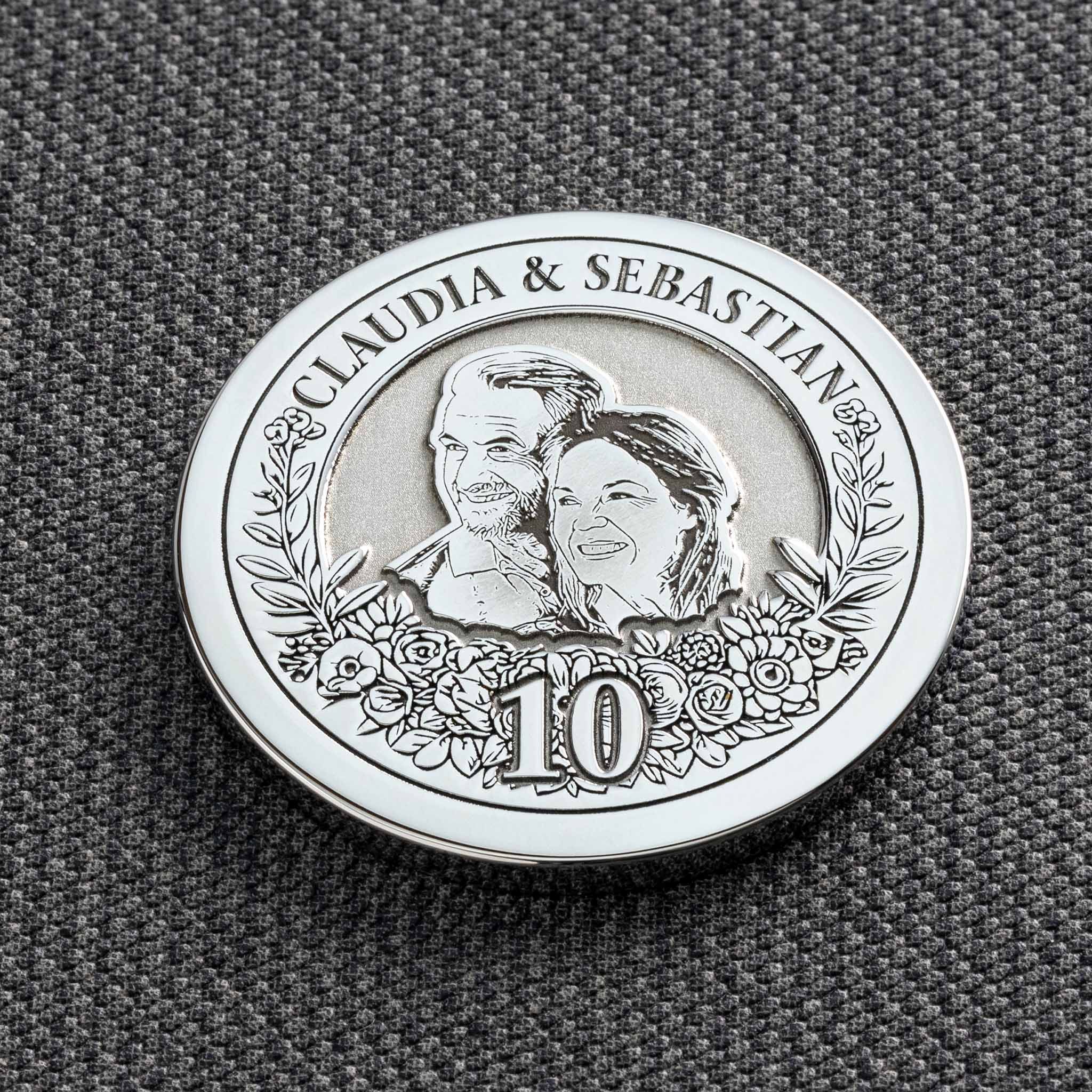 10 jahre beziehung geschenk - Personalisierte Münze - Vorderansicht