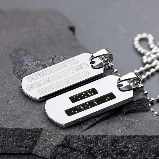 Braille Custom Text Luxury Necklace | Unique Dog Tag for Visually Impaired | Low Vision Pendant braille necklace - seQua.Shop