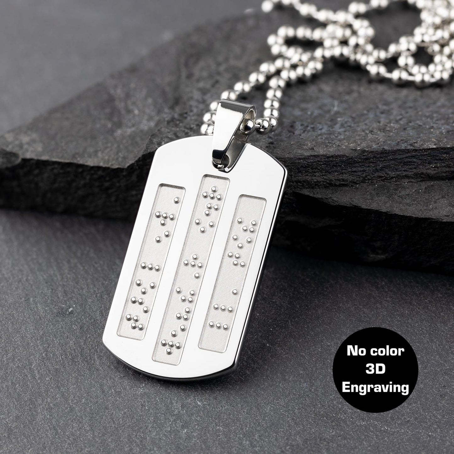 Braille Custom Text Luxury Necklace | Unique Dog Tag for Visually Impaired | Low Vision Pendant braille necklace - seQua.Shop