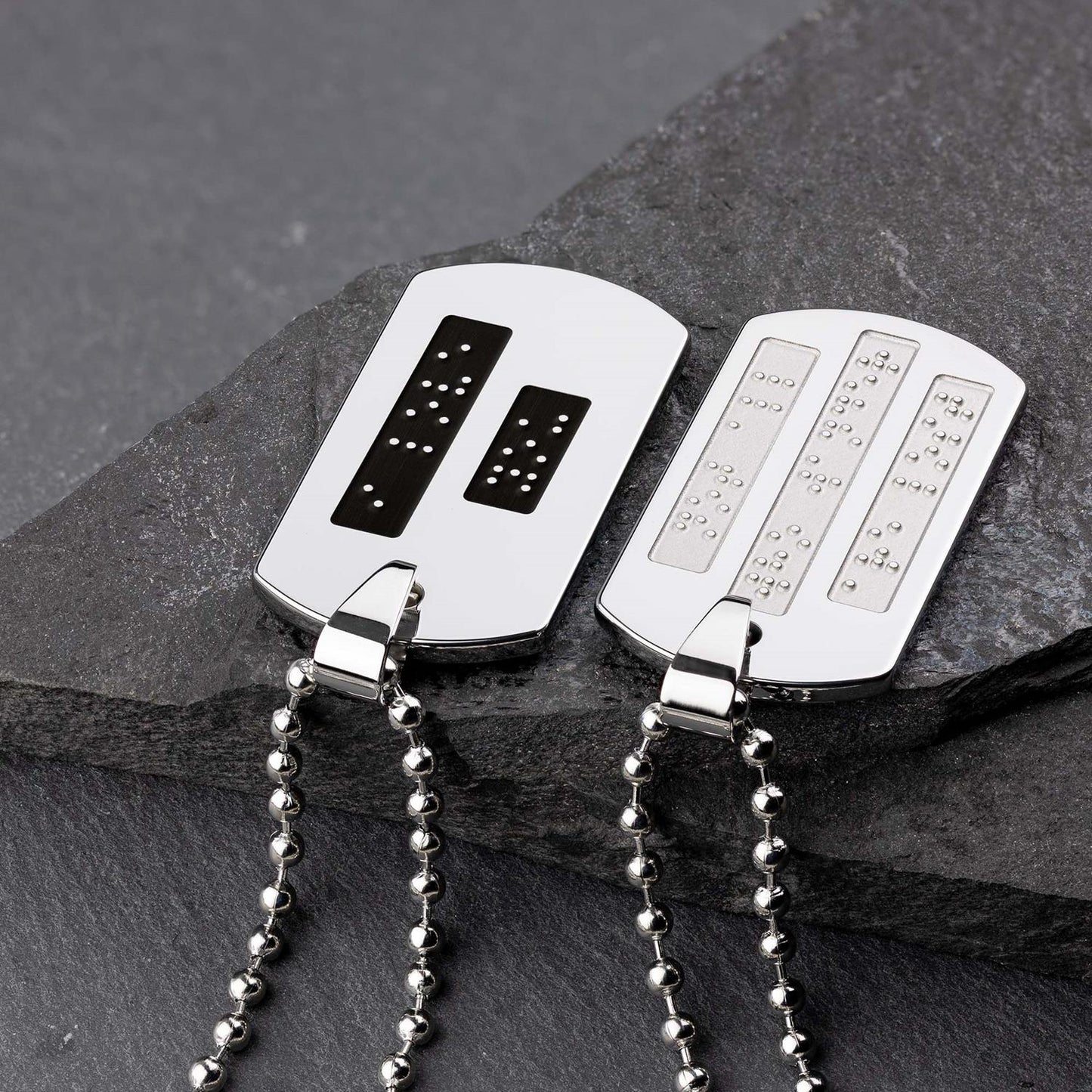 Braille Custom Text Luxury Necklace | Unique Dog Tag for Visually Impaired | Low Vision Pendant braille necklace - seQua.Shop