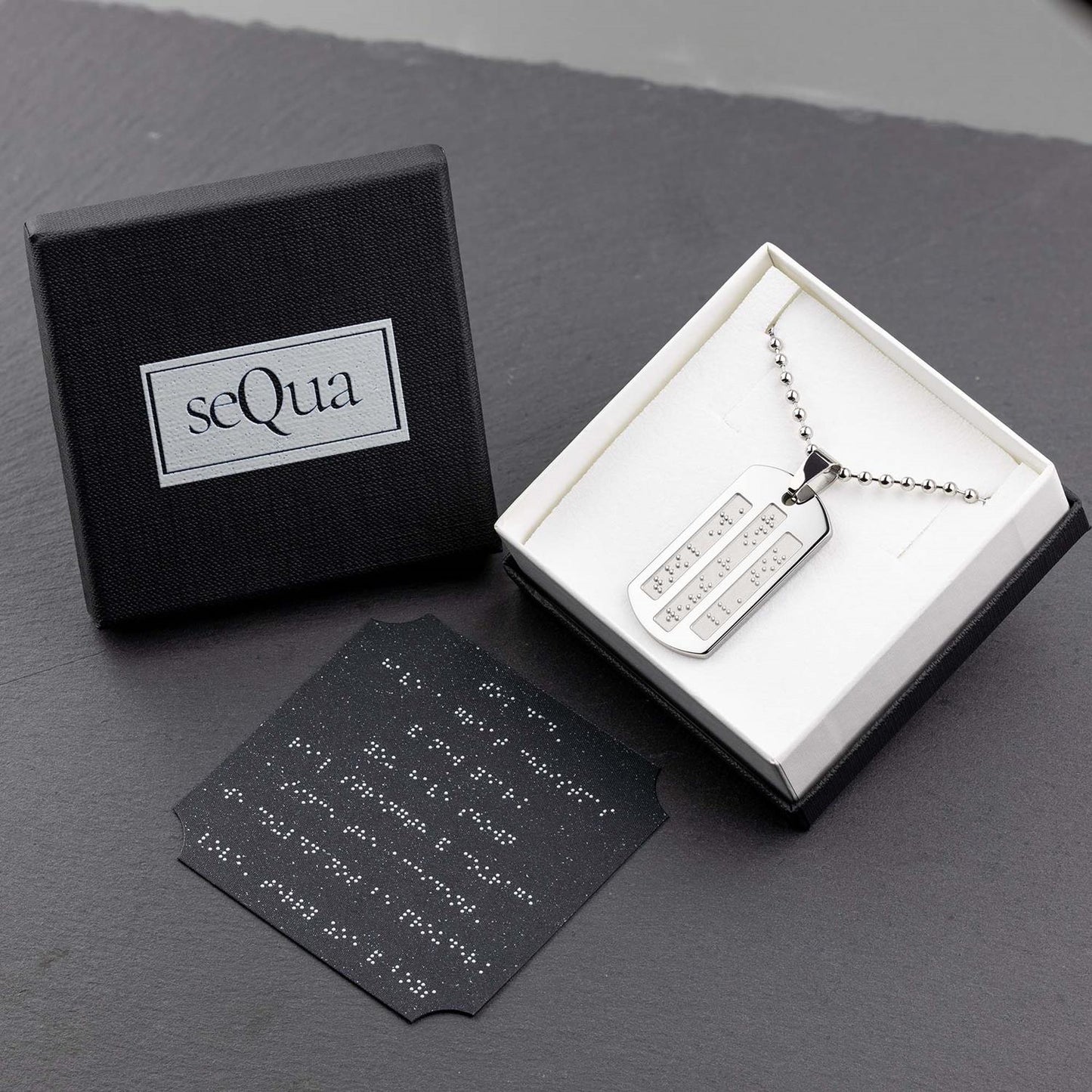 Braille Custom Text Luxury Necklace | Unique Dog Tag for Visually Impaired | Low Vision Pendant braille necklace - seQua.Shop
