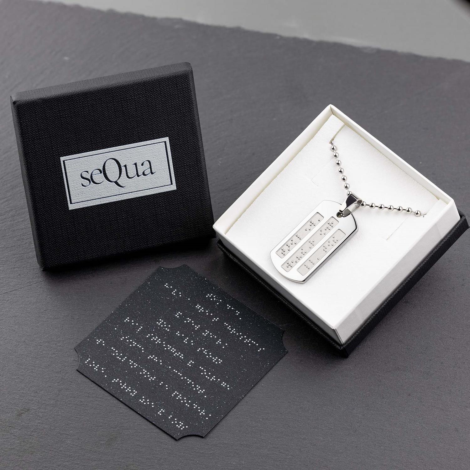 Braille Custom Text Luxury Necklace | Unique Dog Tag for Visually Impaired | Low Vision Pendant braille necklace - seQua.Shop