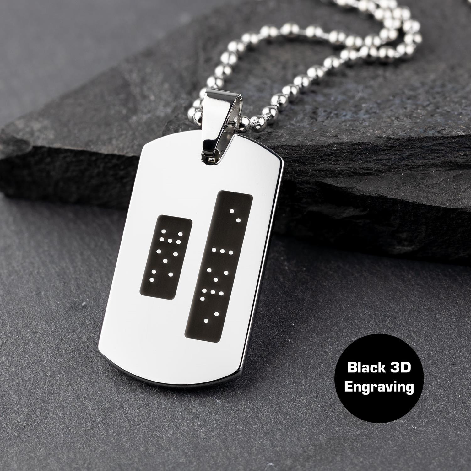 Braille Custom Text Luxury Necklace | Unique Dog Tag for Visually Impaired | Low Vision Pendant braille necklace - seQua.Shop